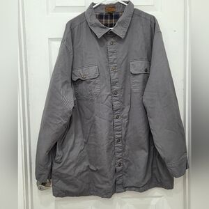 Gray BOULDER CREEK Snap Front Flannel Lined Shirt Jacket 3XL Tall